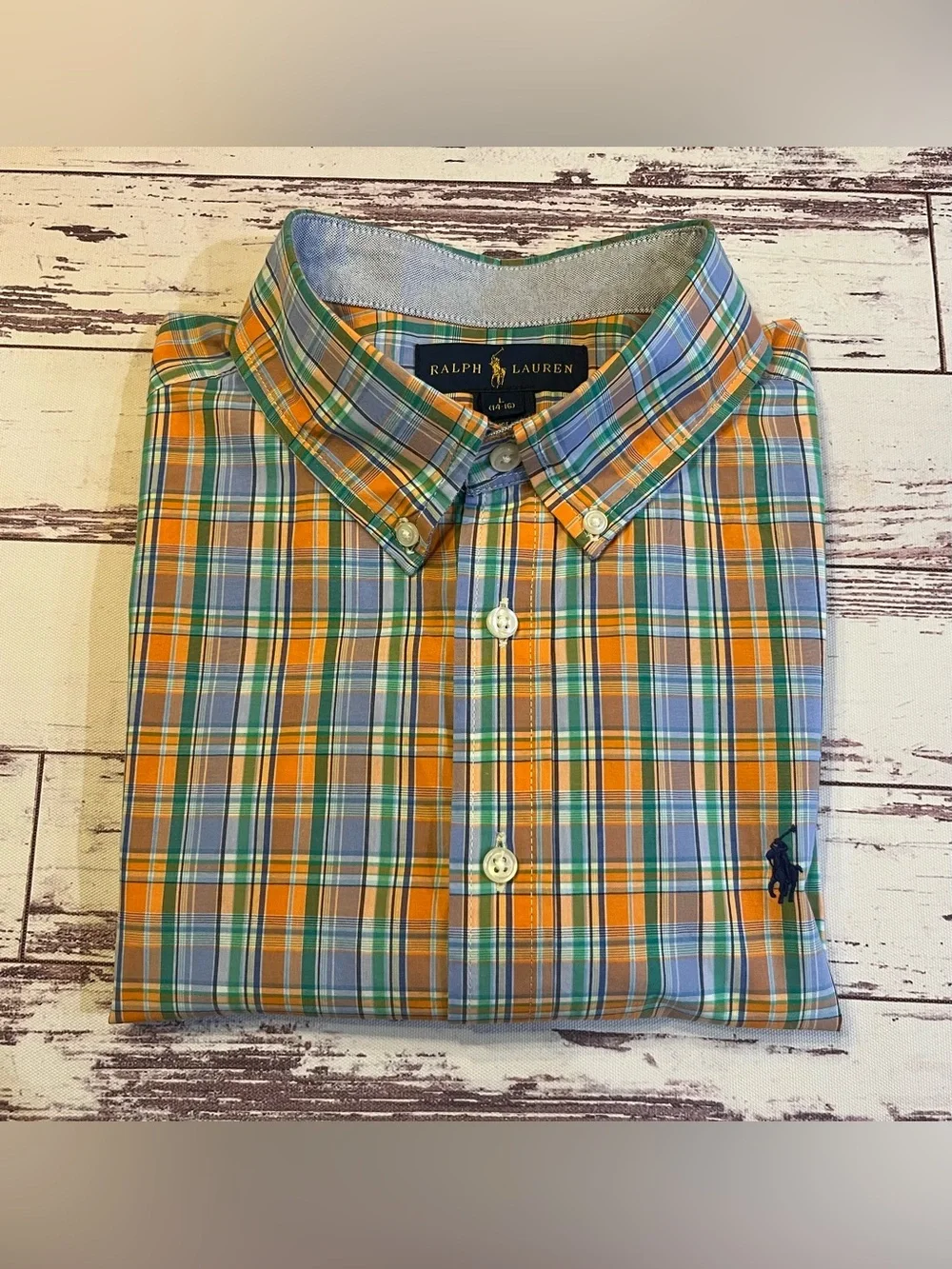 Ralph Lauren Plaid Button Down Shirt Boy’s 14/16 Pony Logo S/S